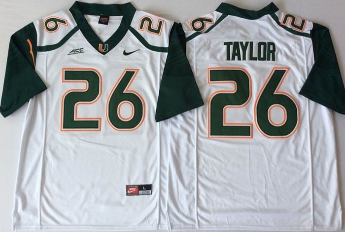 Miami Hurricanes White #26 TAYLOR