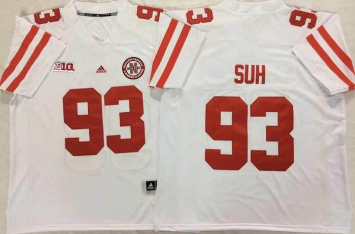 Nebraska Huskers White #93 SUH