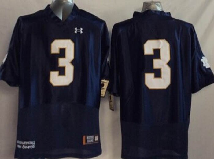 Norte Dame Fighting Irish blue-white #3 jersey