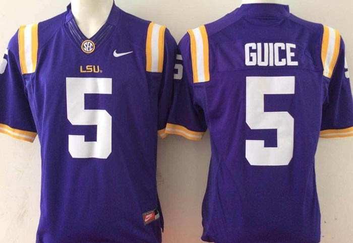 LSU Tigers Purple #5 Guice