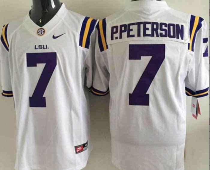 LSU Tigers white #7 P.PETERSON