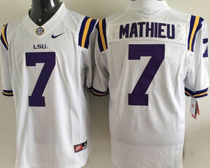 LSU Tigers white #7 Mathieu