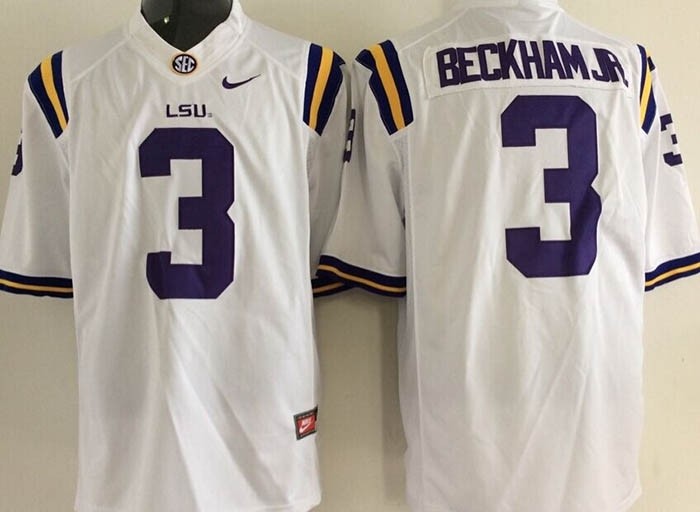 LSU Tigers white #3 Beckham Jr