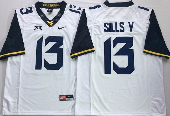 West Virginia Mountaineers White #13 SILLS V