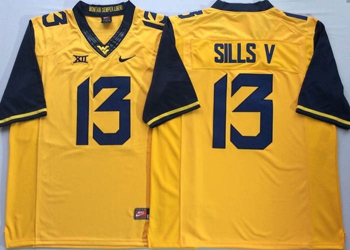 West Virginia Mountaineers Yellow #13 SILLS V