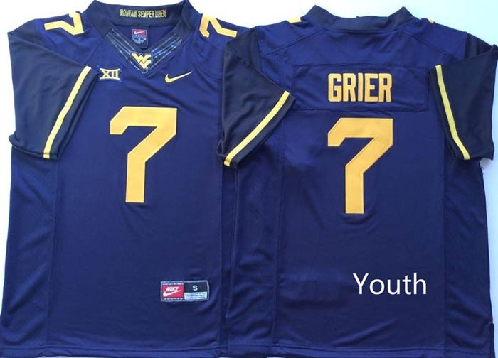 Youth West Virginia Mountaineers Blue #7 GRIER