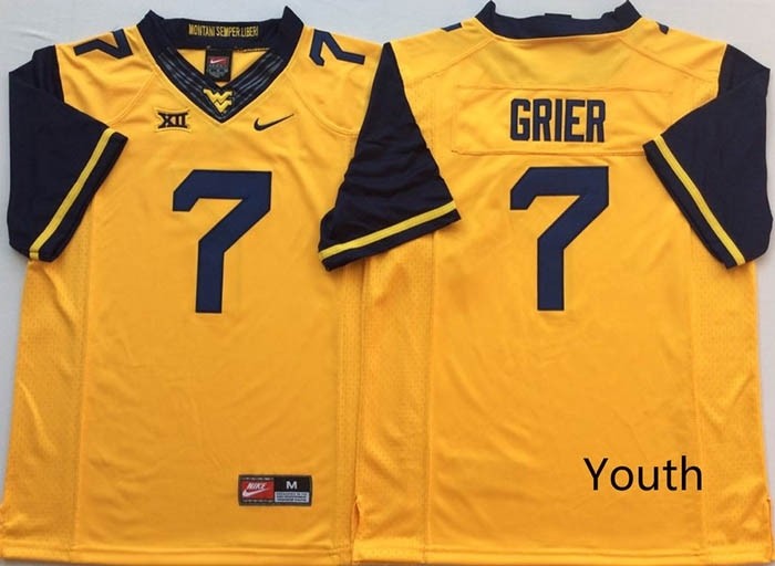 Youth West Virginia Mountaineers Yellow #7 GRIER