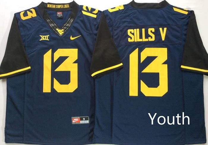 Youth West Virginia Mountaineers Blue #13 SILLS V