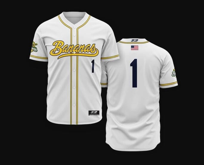 NCAA Savannah Bananas #1 White No Name Baseball Game Jersey