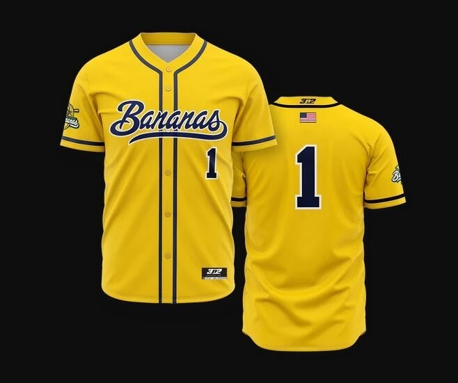 NCAA Savannah Bananas #1 Yellow No Name Baseball Game Jersey