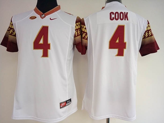 Womens Florida State Seminoles white #4 Cook jersey