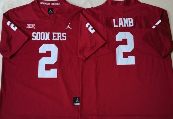 NCAA Oklahoma Sooners #2 LAMB Red 2021 New Jersey