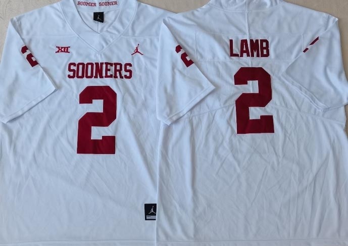 NCAA Oklahoma Sooners #2 LAMB White 2021 New Jersey