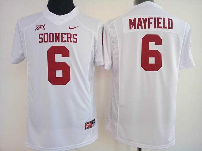 Women Oklahoma Sooners white #6 Mayfield jersey