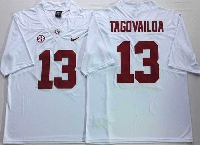 Alabama Crimson Tide White #13 TAGOVAILOA