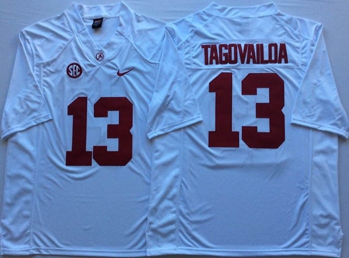 Alabama Crimson Tide White #13 TAGOVAILOA