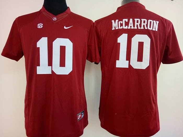 Womens Alabama Crimson Tide Red #10 McCarron jersey