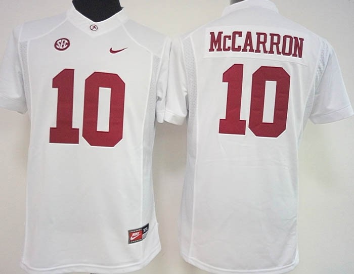 Womens Alabama Crimson Tide White #10 McCarron jersey