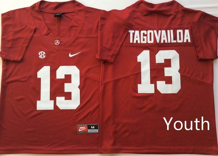 Youth Alabama Crimson Tide Red #13 TAGOVAILOA