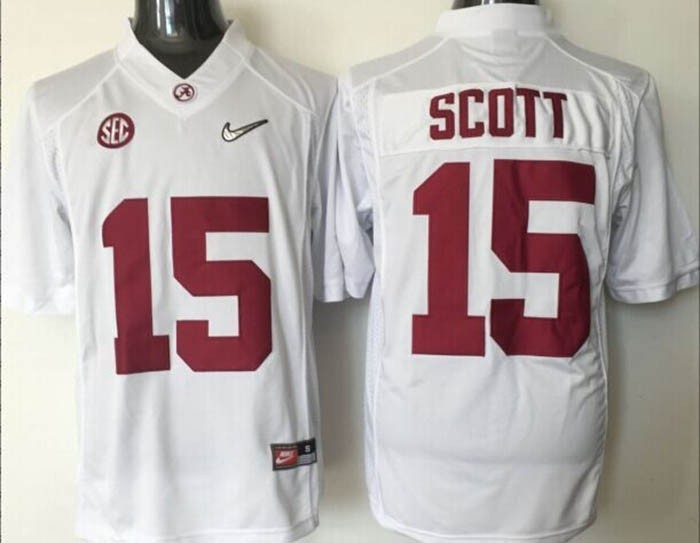 Youth Alabama Crimson Tide Scott #15 white jersey