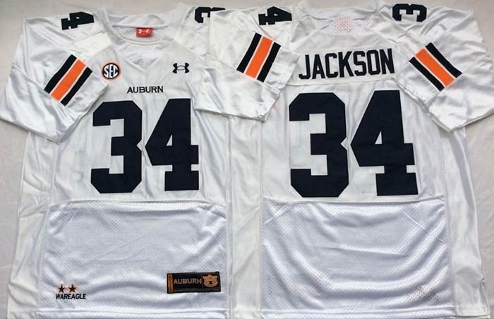 Auburn Tigers White #34 JACKSON