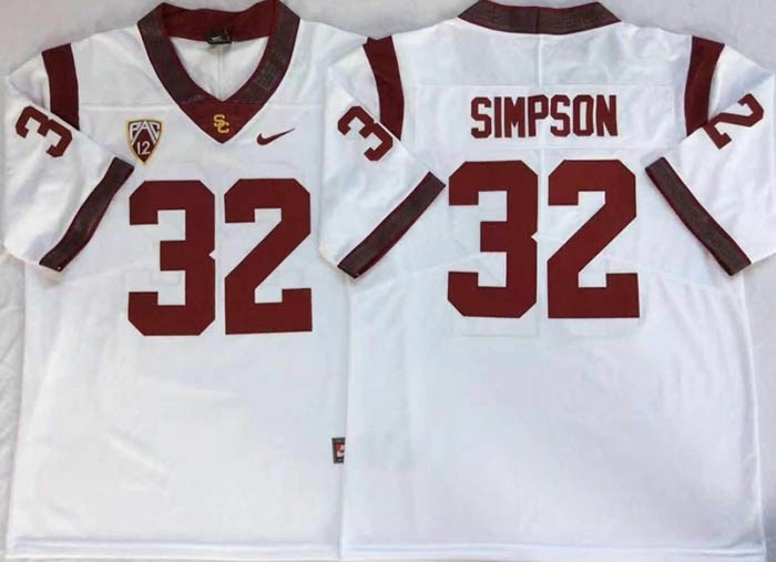 USC Trojans White #32 SIMPSON