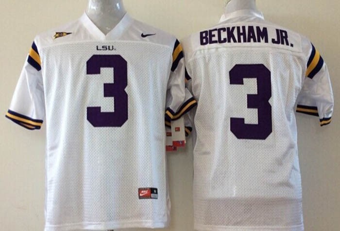 Youth LSU Tigers Beckham Jr. #3 white jersey