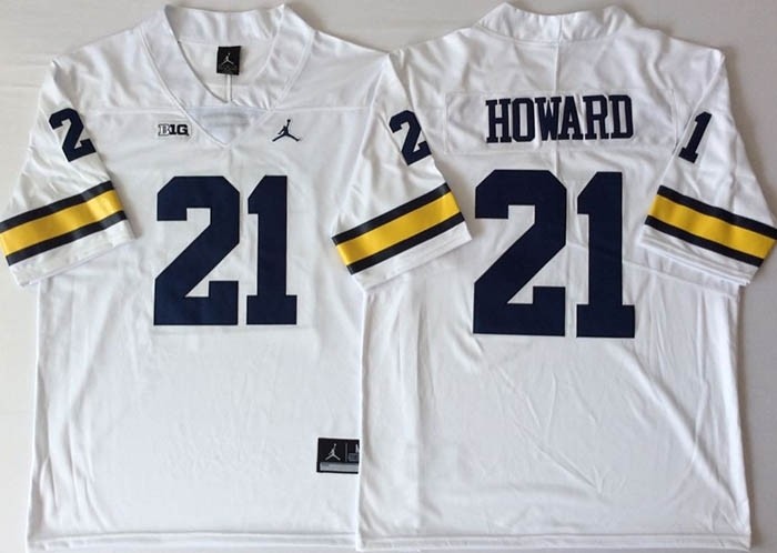 Michigan Wolverines White #21 HOWARD