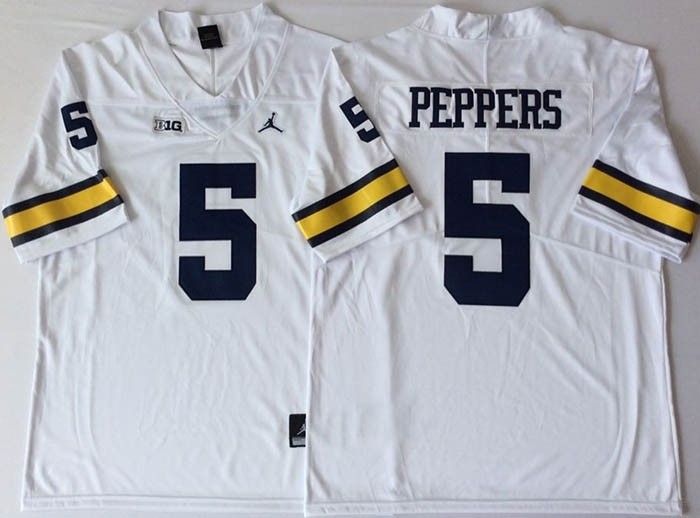 Michigan Wolverines White #5 PEPPERS