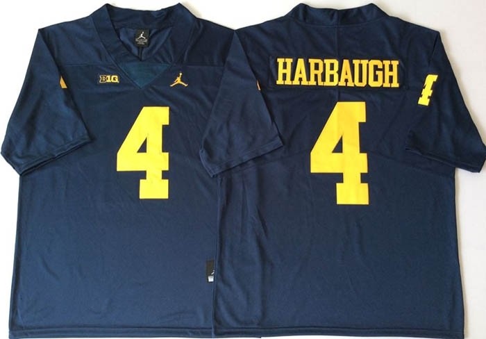 Michigan Wolverines Blue #4 HARBAUGH