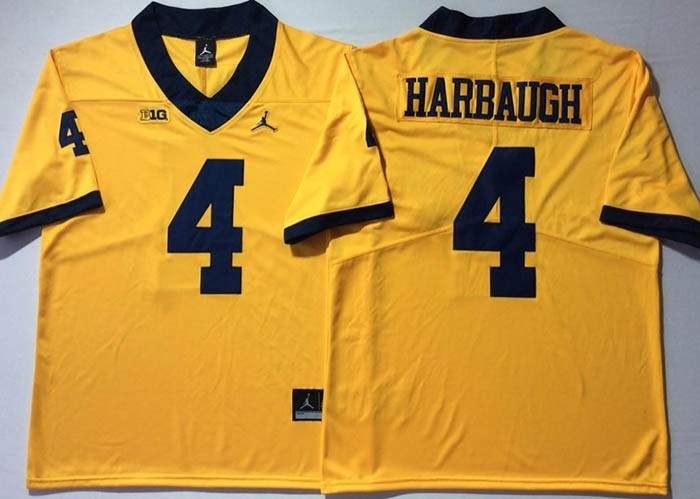 Michigan Wolverines YELLOW #4 HARBAUGH