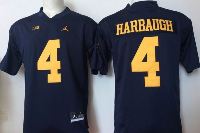 Youth Michigan Wolverines Harbaugh #4 Blue  jersey