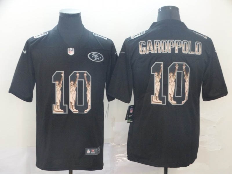 NFL 49ers #10 Jimmy Garoppolo Black Statue Of Liberty Limited Jersey