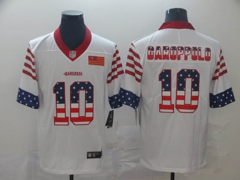 NFL 49ers #10 Jimmy Garoppolo White Salute To Service USA Flag Fashion Limited Jersey