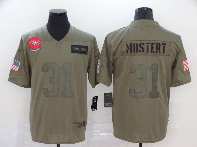 NFL 49ers #31 Raheem Mostert Olive Camo Stitched Limited 2019 Salute To Service Jersey