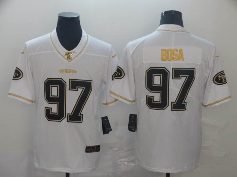 NFL 49ers #97 Nick Bosa White Gold Vapor Untouchable Limited Jersey