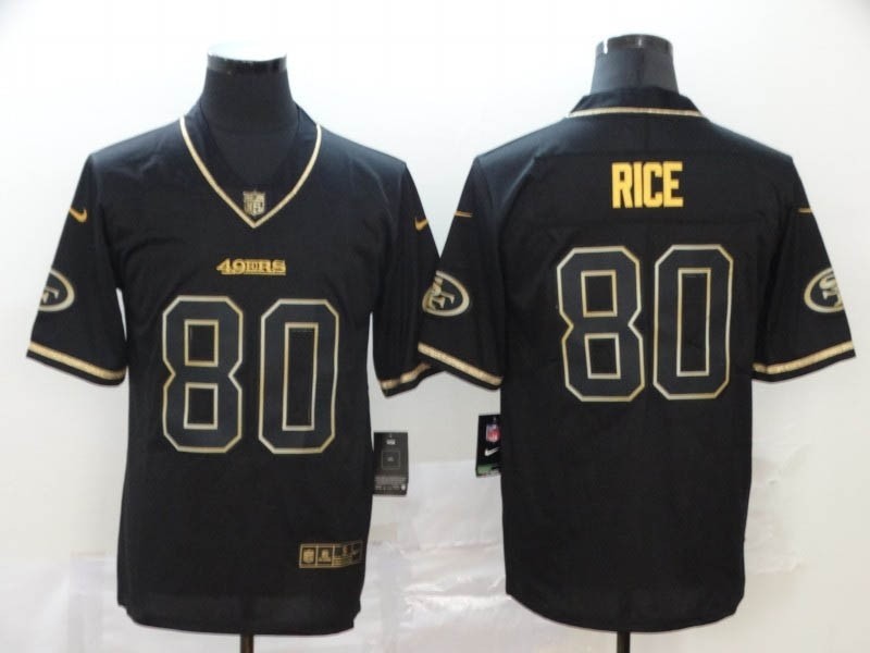 NFL 49ers#80 Jerry Rice Black Gold Vapor Untouchable Limited Jersey