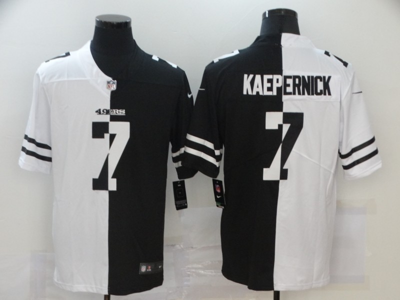 Nike 49ers #7 Colin Kaepernick Black And White Split Vapor Untouchable Limited Jersey