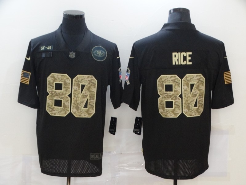 Nike 49ers #80 Jerry Rice Black Camo 2020 Salute To Service Limited Jersey