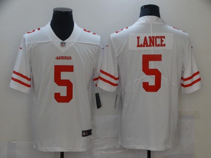 Men's San Francisco 49ers #5 Trey Lance White 2021 NFL Draft Vapor Limited Jersey