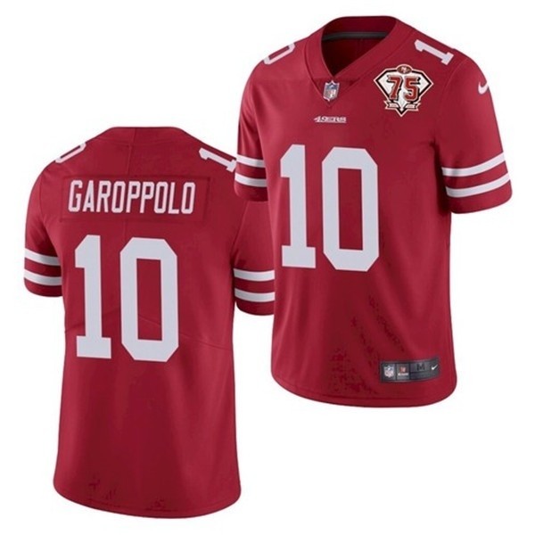 Nike 49ers #10 Jimmy Garoppolo Red 75th Anniversary Vapor Untouchable Limited Jersey