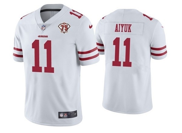 Nike 49ers #11 Brandon Aiyuk White 75th Anniversary Vapor Untouchable Limited Jersey