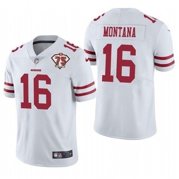 Nike 49ers #16 Joe Montana White 75th Anniversary Vapor Untouchable Limited Jersey