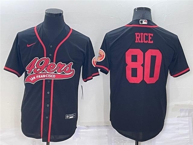 San Francisco 49ers #80 Jerry Rice Black Baseball Cool Base Jersey