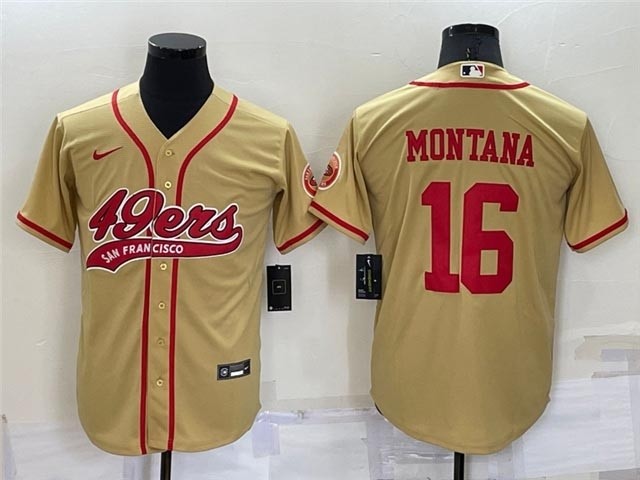 NFL San Francisco 49ers #16 Joe Montana Gold Baseball Cool Base Jersey