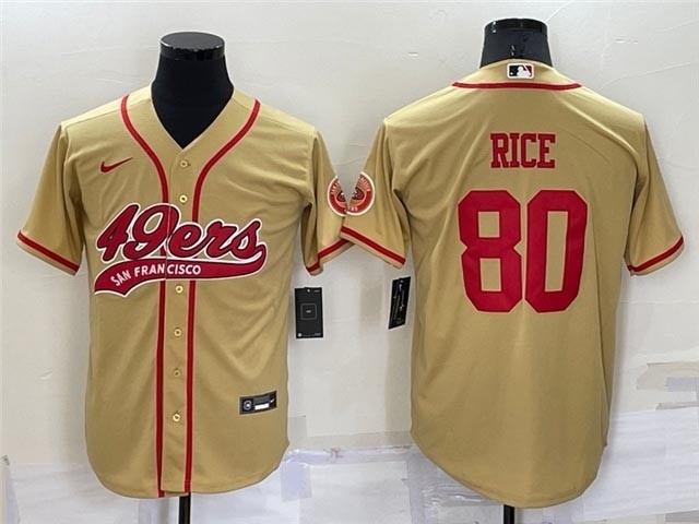 NFL San Francisco 49ers #80 Jerry Rice Gold Baseball Cool Base Jersey