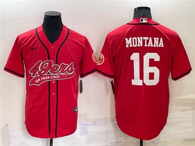 NFL San Francisco 49ers #16 Joe Montana Red Baseball Cool Base Jersey