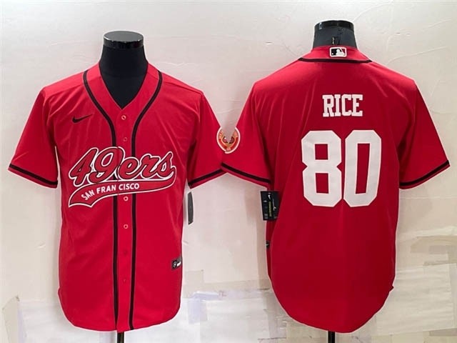 NFL San Francisco 49ers #80 Jerry Rice Red Baseball Cool Base Jersey