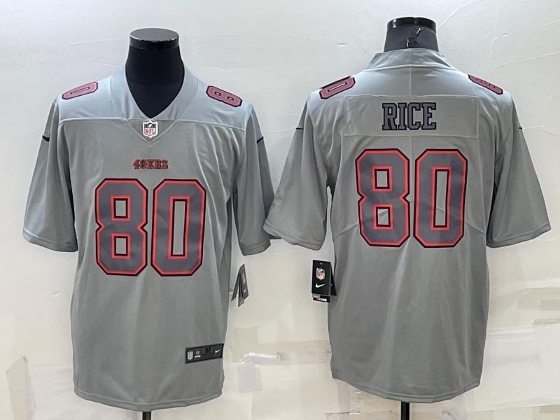 Men's San Francisco 49ers #80 Jerry Rice Grey Atmosphere Fashion Stitched Jersey