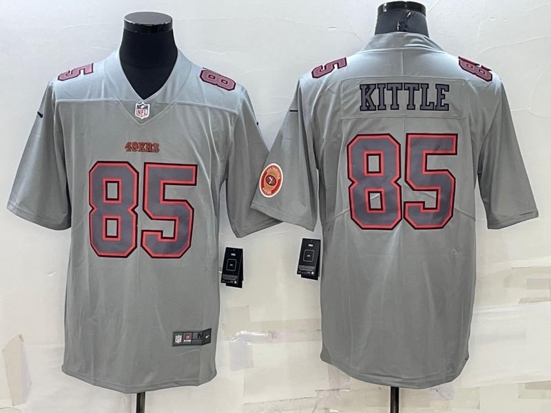 Men's San Francisco 49ers #85 George Kittle Grey Atmosphere Fashion Stitched Jersey